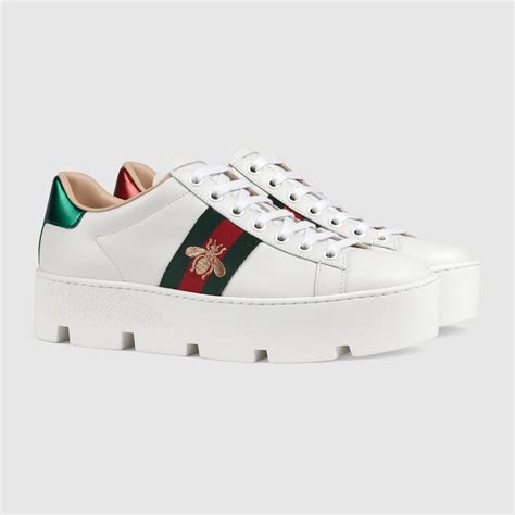 gucci ace embroidered platform sneaker|gucci ace bee embroidered sneakers.